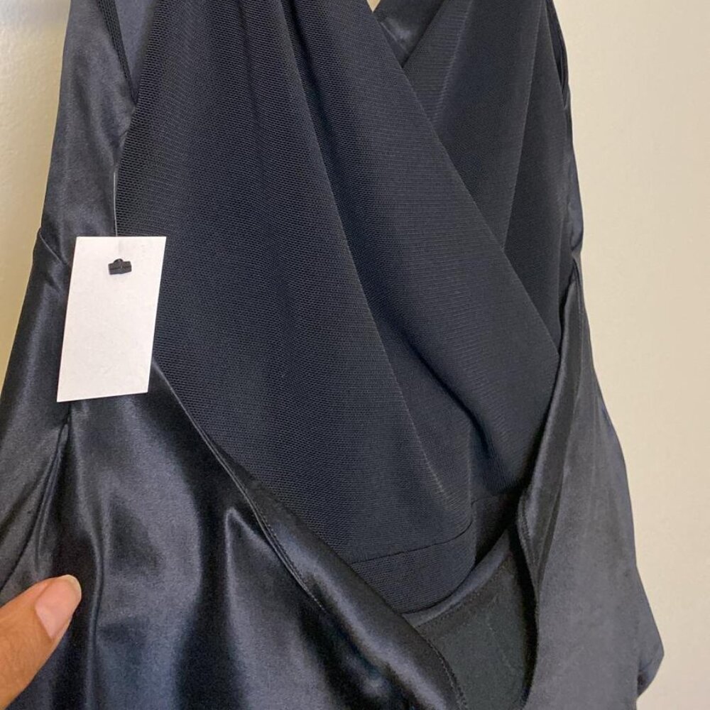 RTA Livia bodysuit in silk satin and stretch tulle - Picture 4 of 10